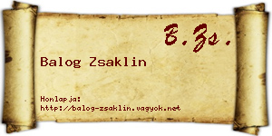 Balog Zsaklin névjegykártya