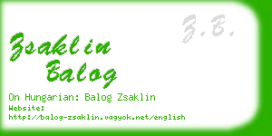 zsaklin balog business card